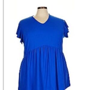 Blue V-Neck Women's Top